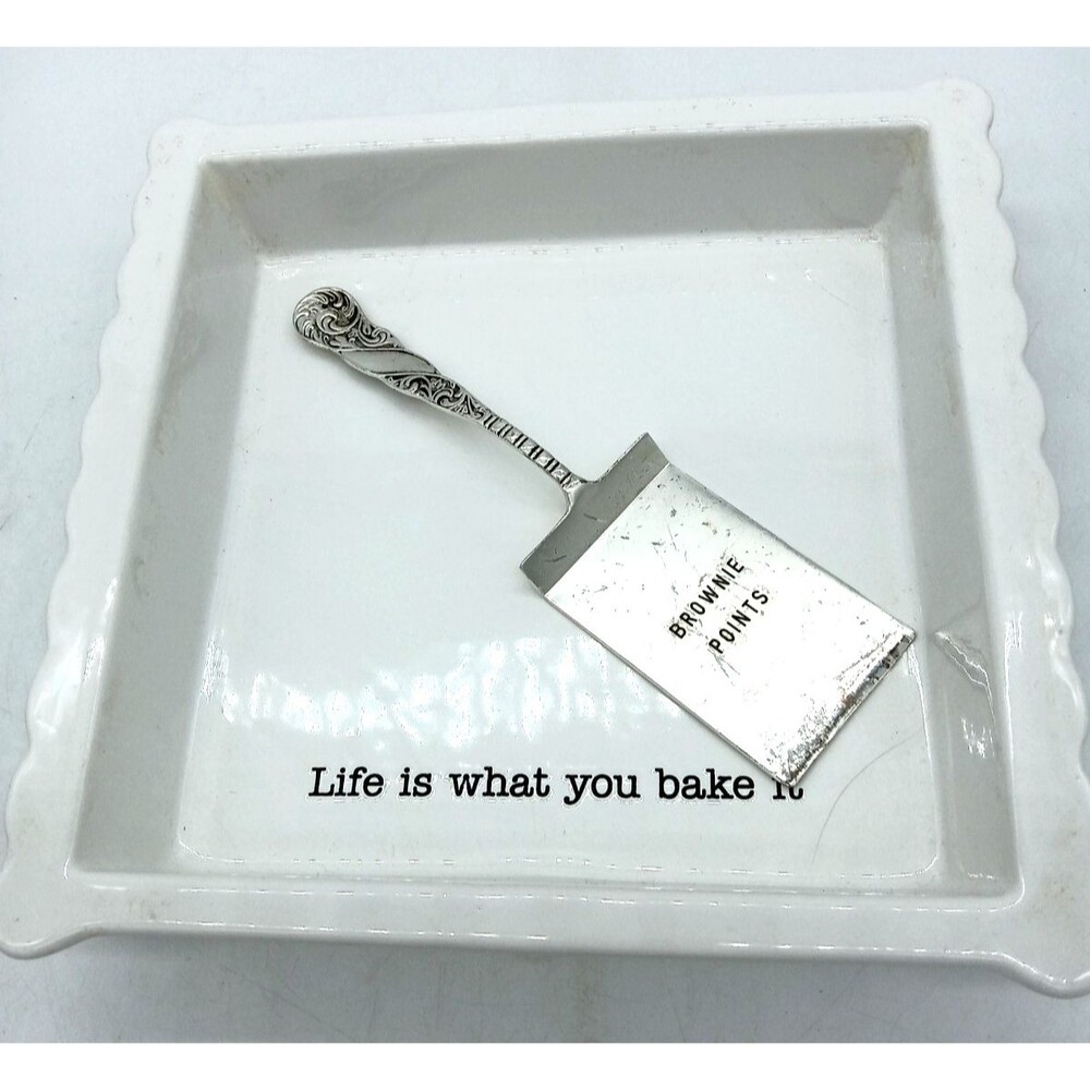 Mudpie Life Is What You Bake It  Brownies Baking Serving Dish & Serving Spatula